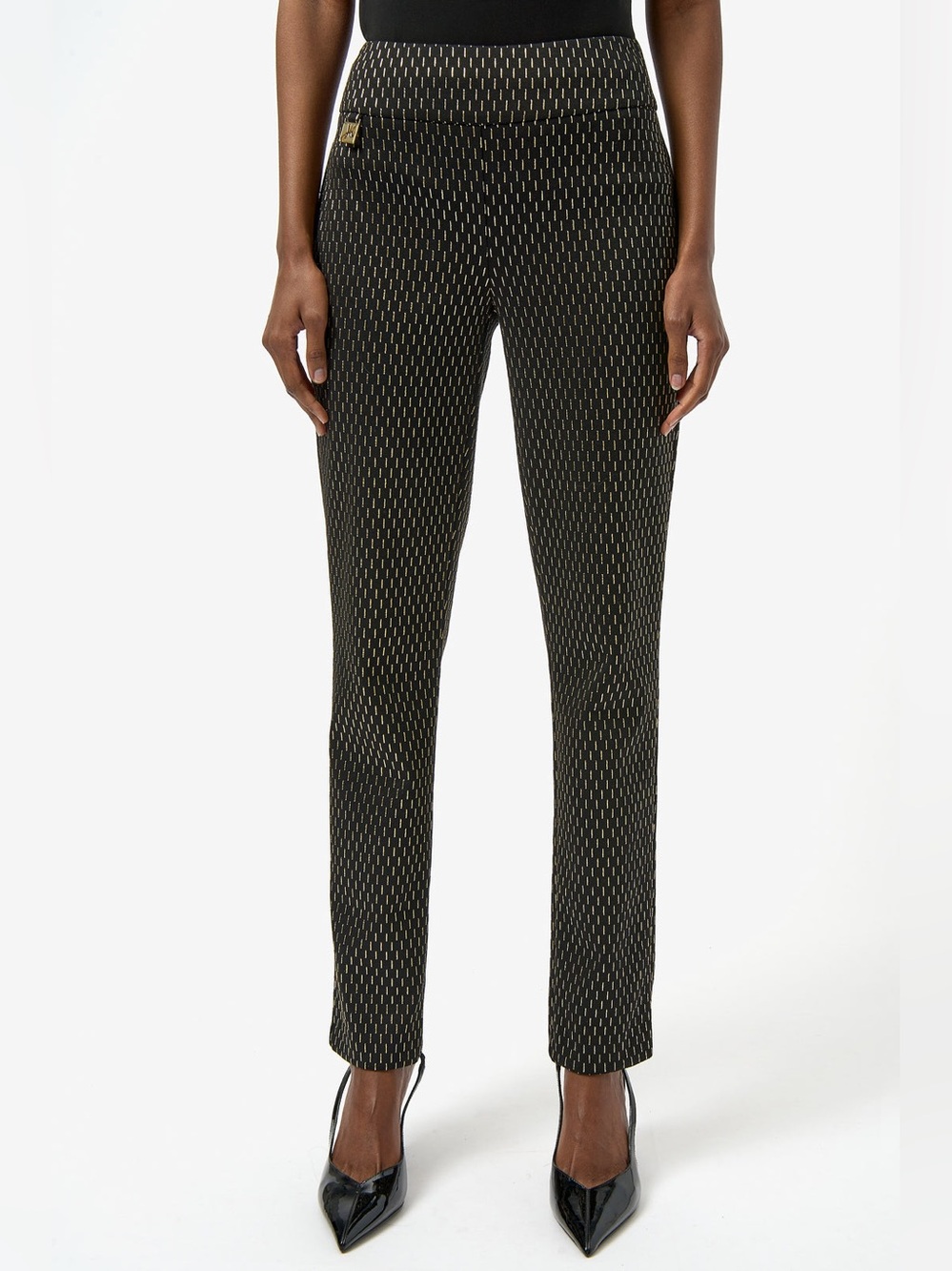 Joseph Ribkoff Foiled Heavy Knit Slim Fit Pants Style 254143 | Size 10